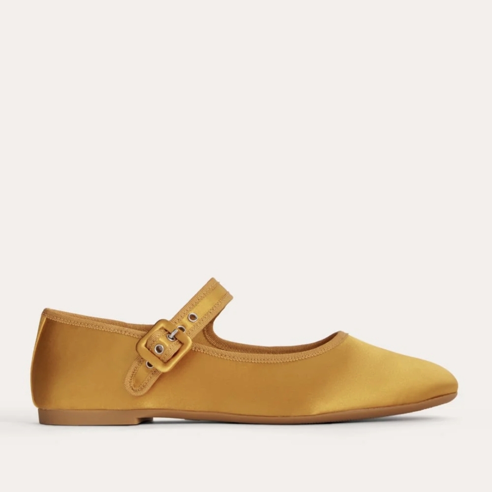 🆕EVERLANE The Day Buckle Mary Jane in Golden Yellow Satin